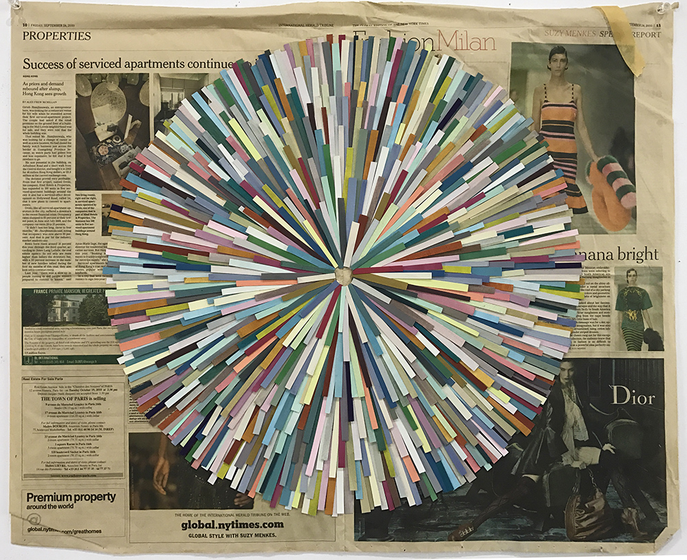  Spout, 2010  gouache on paper, newspaper  58 x 69 cm 