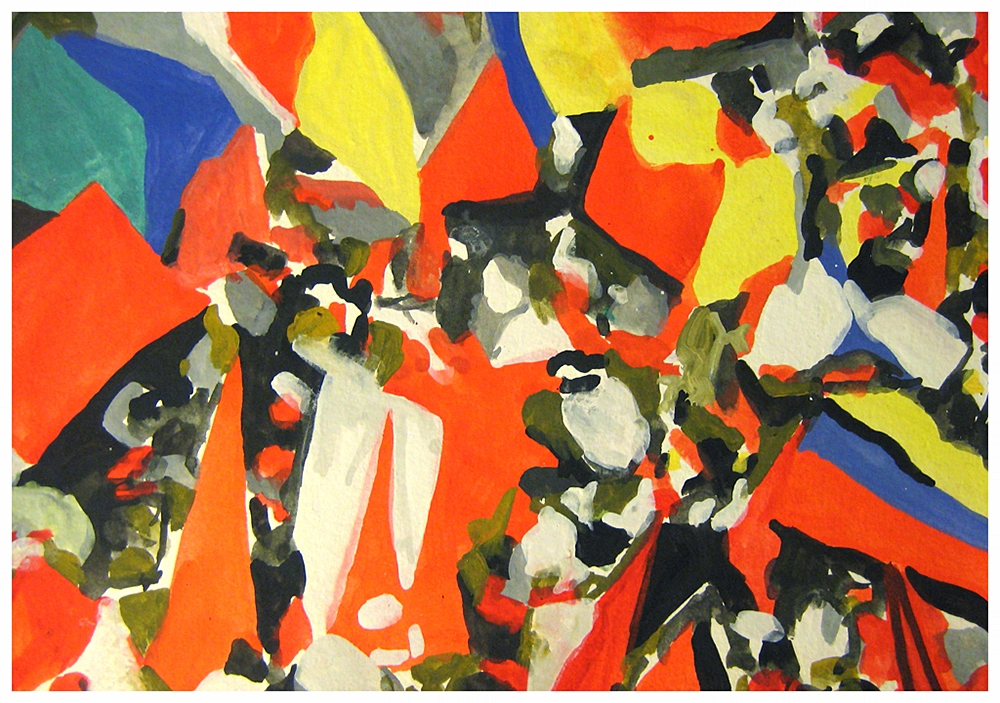  Parade, 2008  gouache on paper  7 x 10 in. 