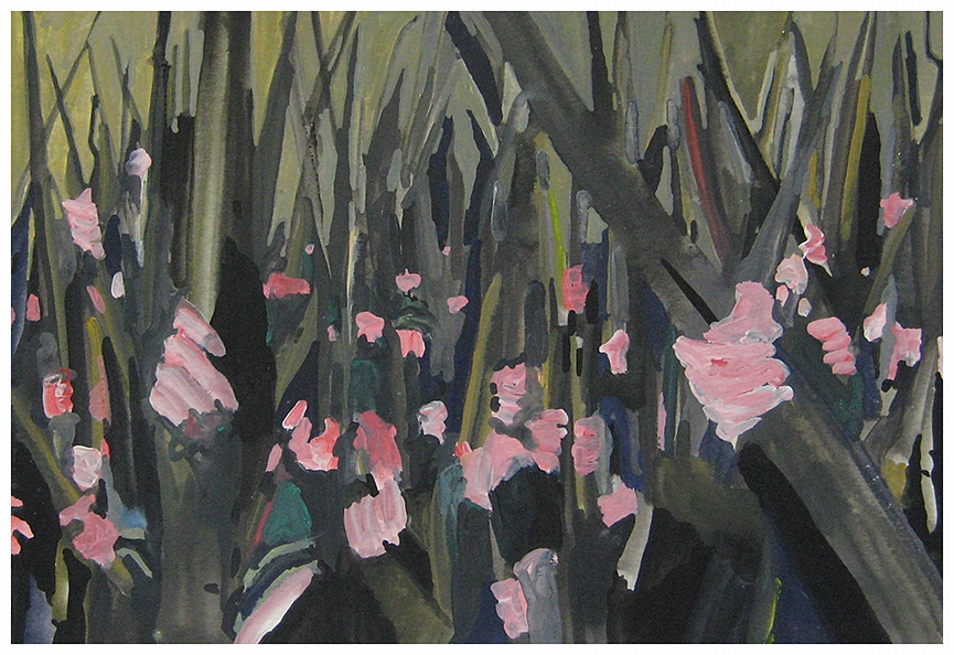  The hunt, 2008  gouache on paper  7 x 10 in. 