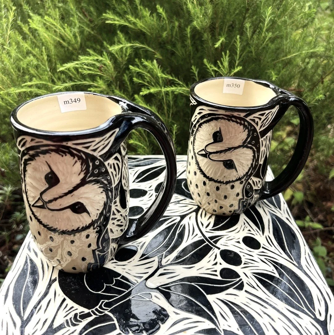 tall and short latte owl mugs — R Honey Pots