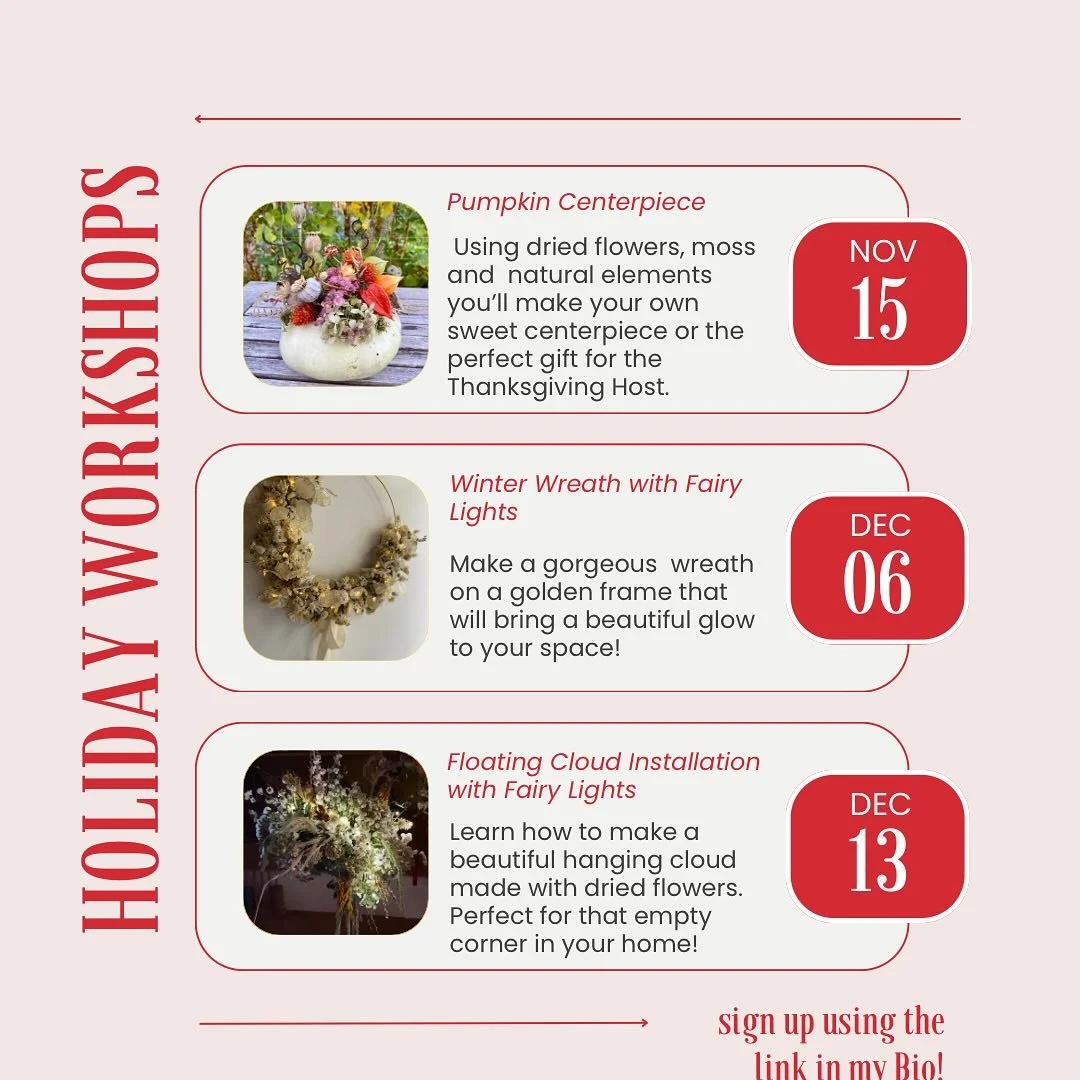 Phew! I finally got around to planning out our next workshop at the farm. I&rsquo;m SO excited for these! I had a ton of fun making all of them, so I can&rsquo;t wait to open up the farm to some good people where we can create some beautiful designs.