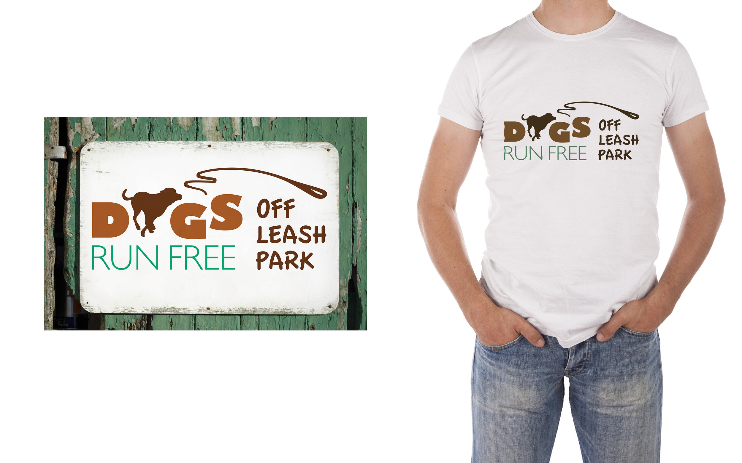 Dogs Run Free Off-Leash Park Signage and Apparel