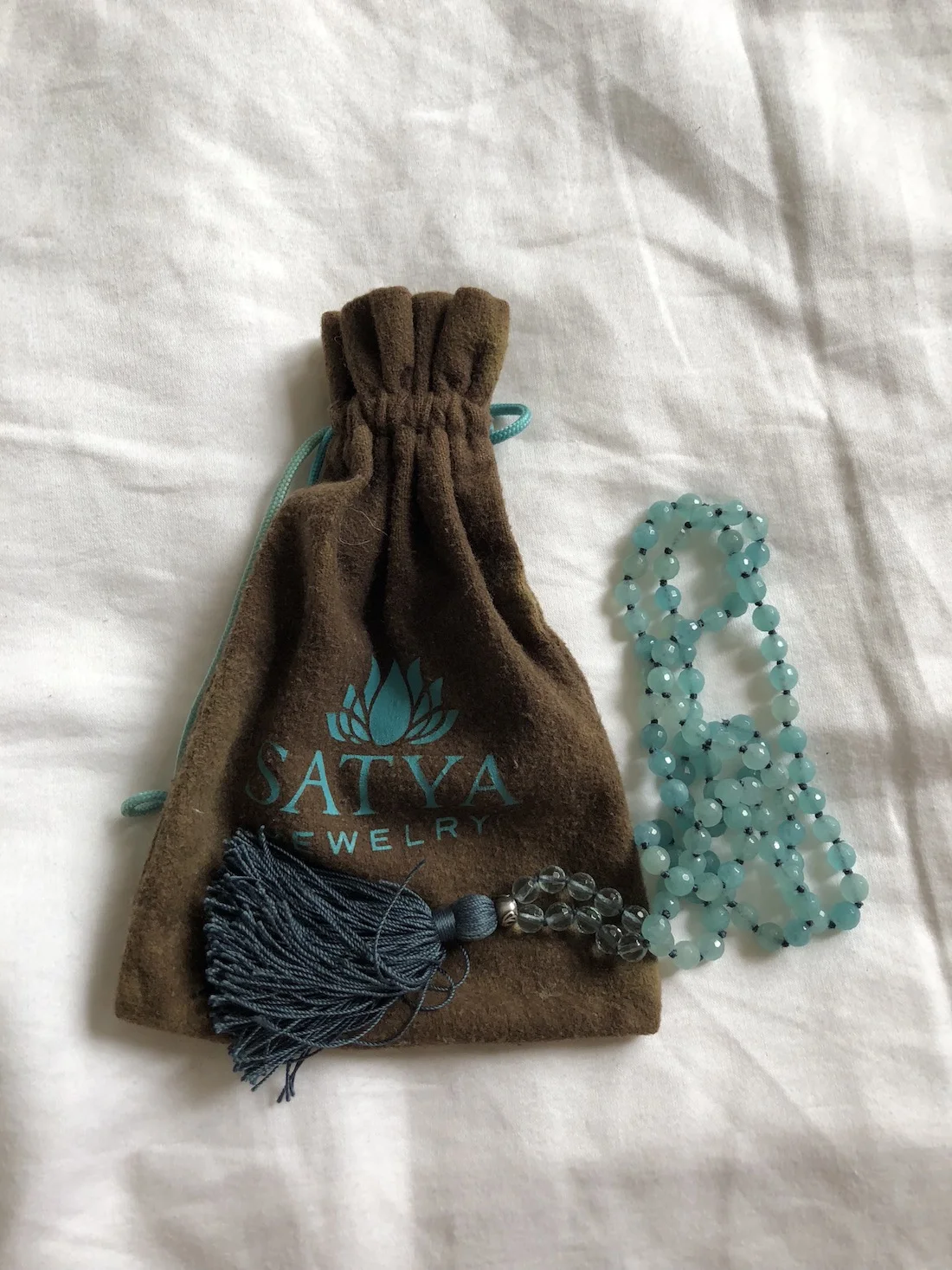 Satya Jewellery Angelite Mala beads