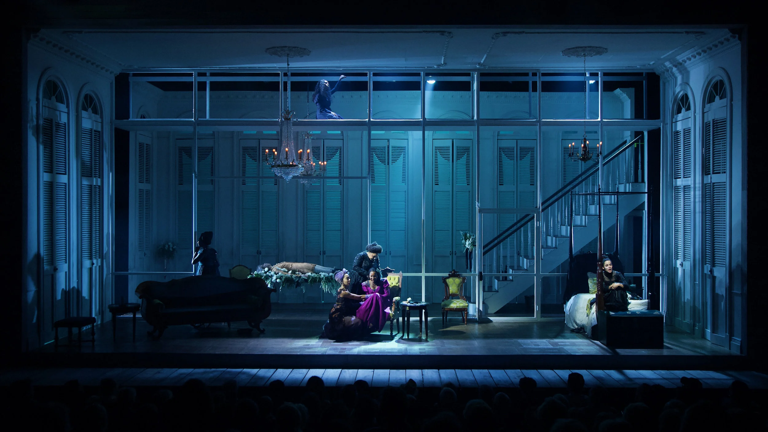 New York Theatre Workshop Direction: Lileana Blain-Cruz Sets: Adam Rigg , Lighting: Yi Zhao , Clothes: Montana Levi Blanco , Sound: Justin Ellington . The production premiered in July of 2018.