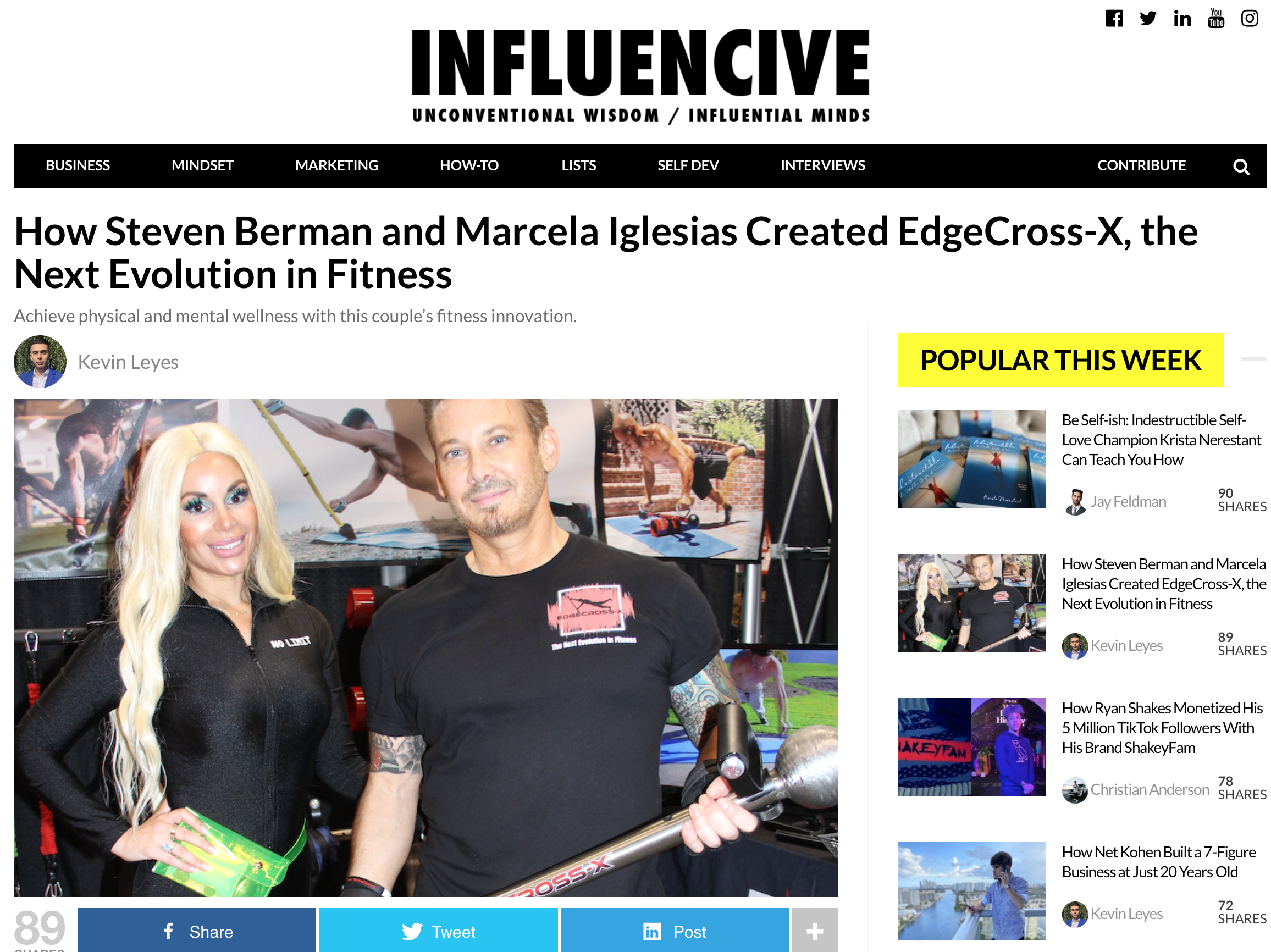  Influencive BUSINESS MINDSET MARKETING HOW-TO LISTS SELF DEV INTERVIEWS  CONTRIBUTE How Steven Berman and Marcela Iglesias Created EdgeCross-X, the Next Evolution in Fitness