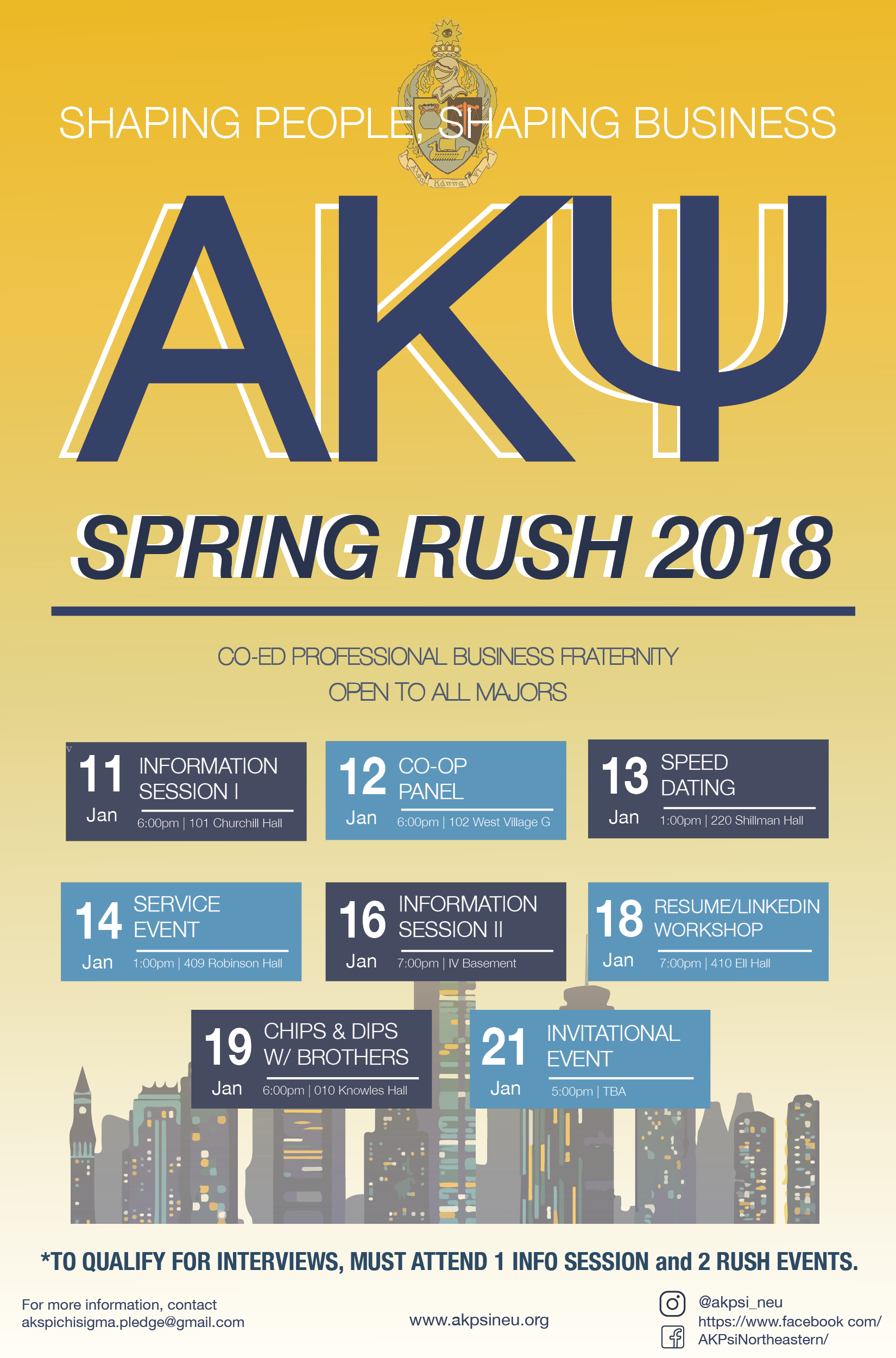 Alpha Kappa Psi Spring Rush 2018 Flyer