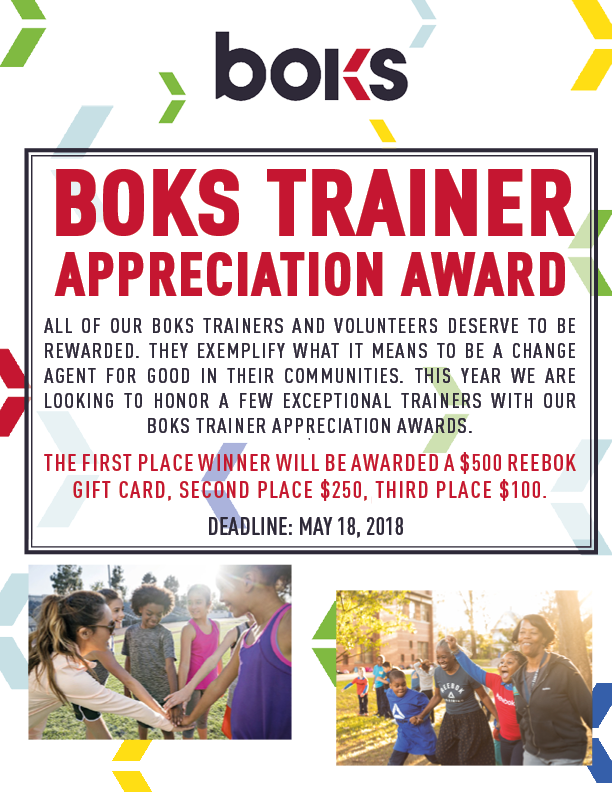 BOKS Trainer Appreciation Award Flyer