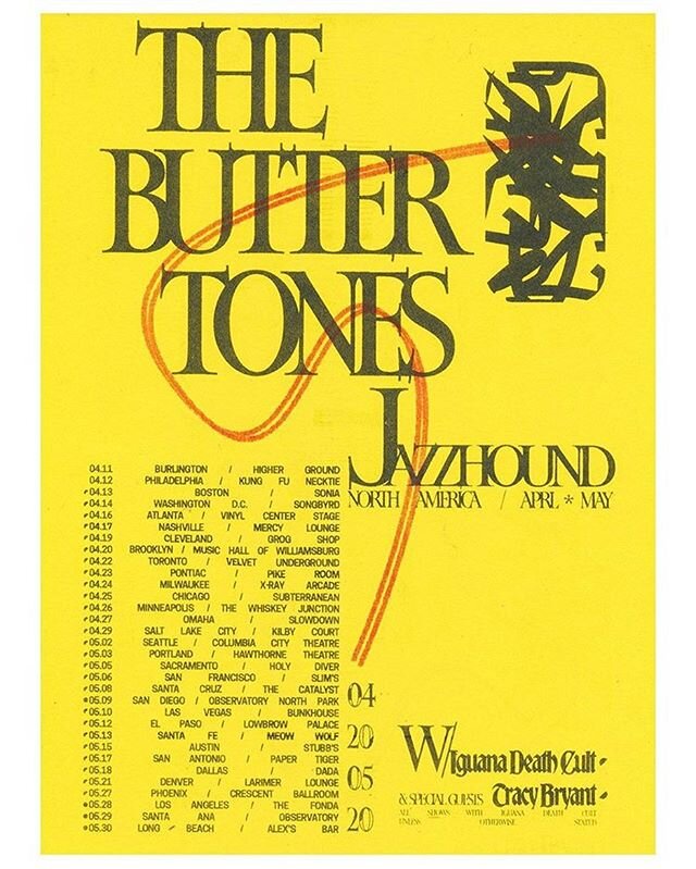Sending our boys to the US! @iguanadeathcult x @thebuttertones // poster by @jefffri