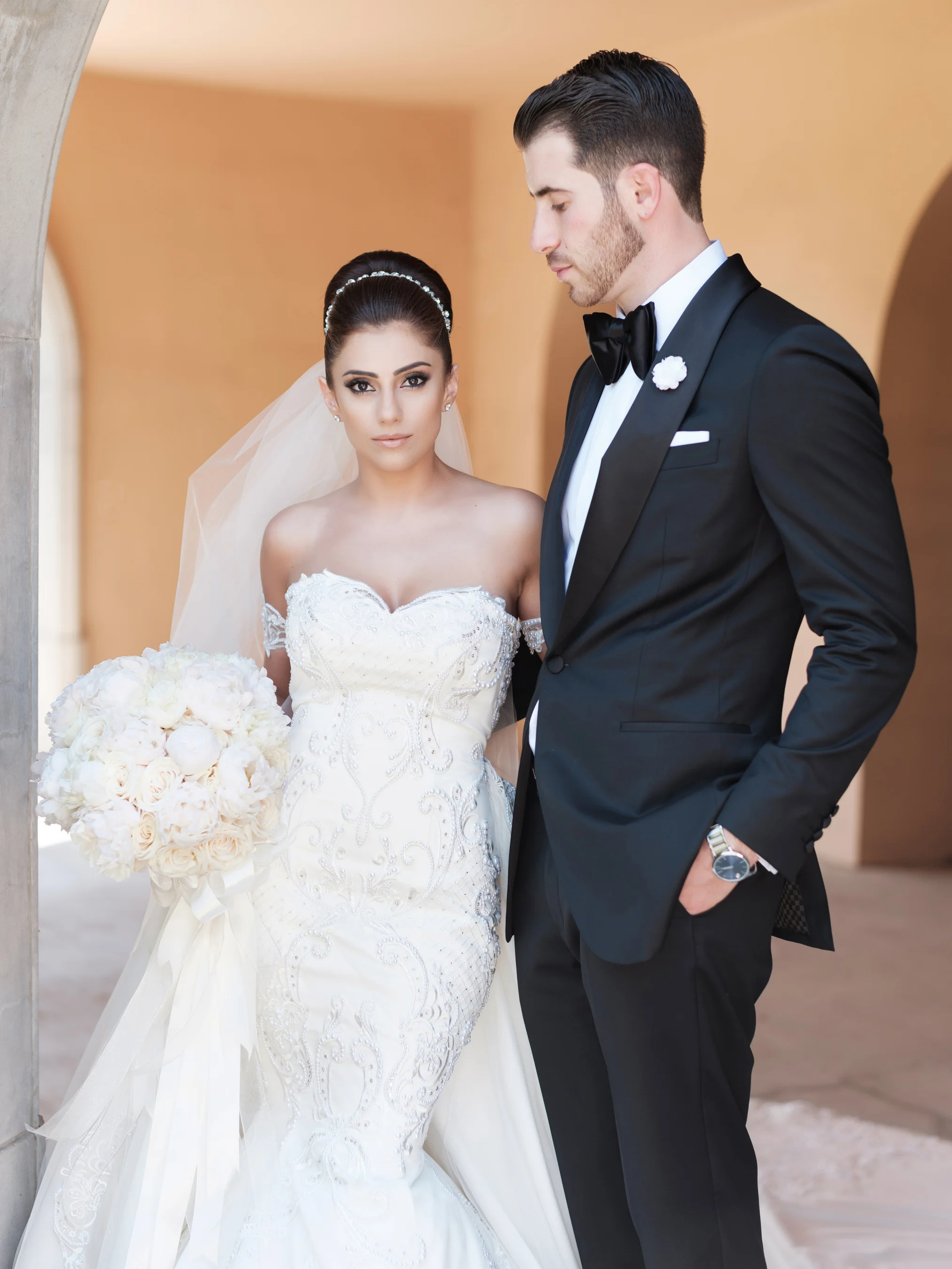 Bride at wedding in bridal gown in los angeles