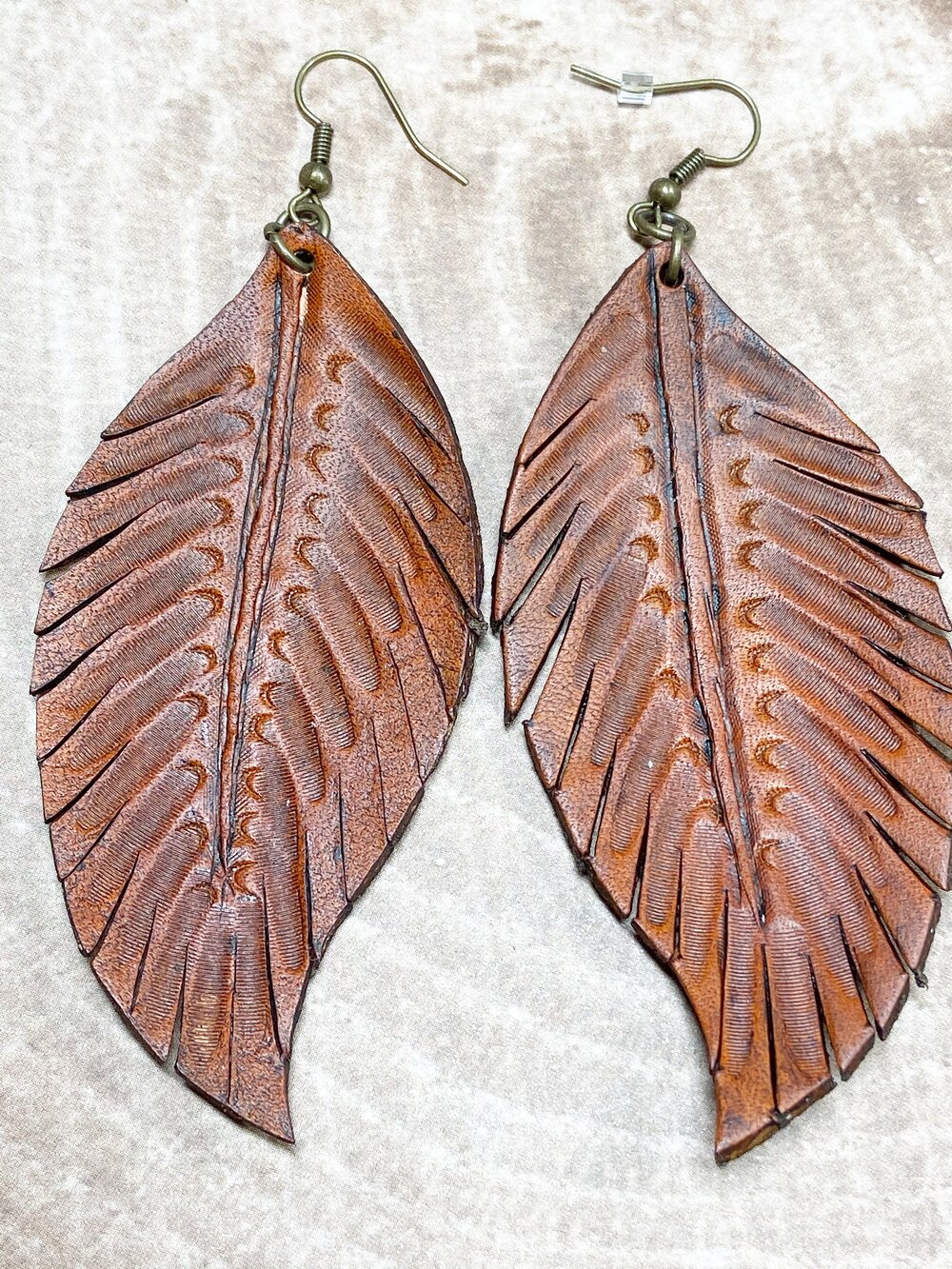Handtooled Leather Earrings