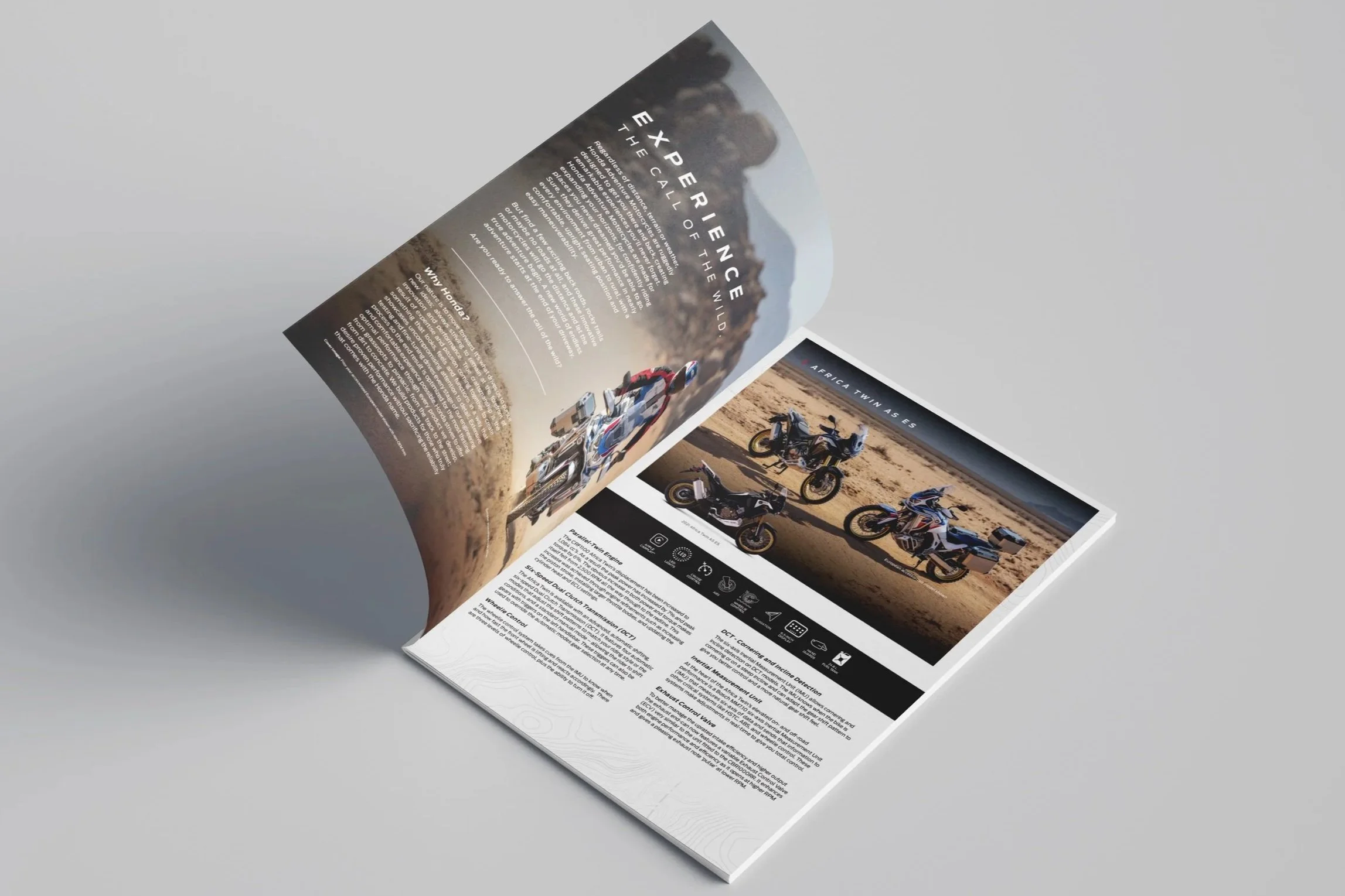 2021 Honda Adventure Motorcycle - Printed Brochure, Intro page and Africa Twin features
