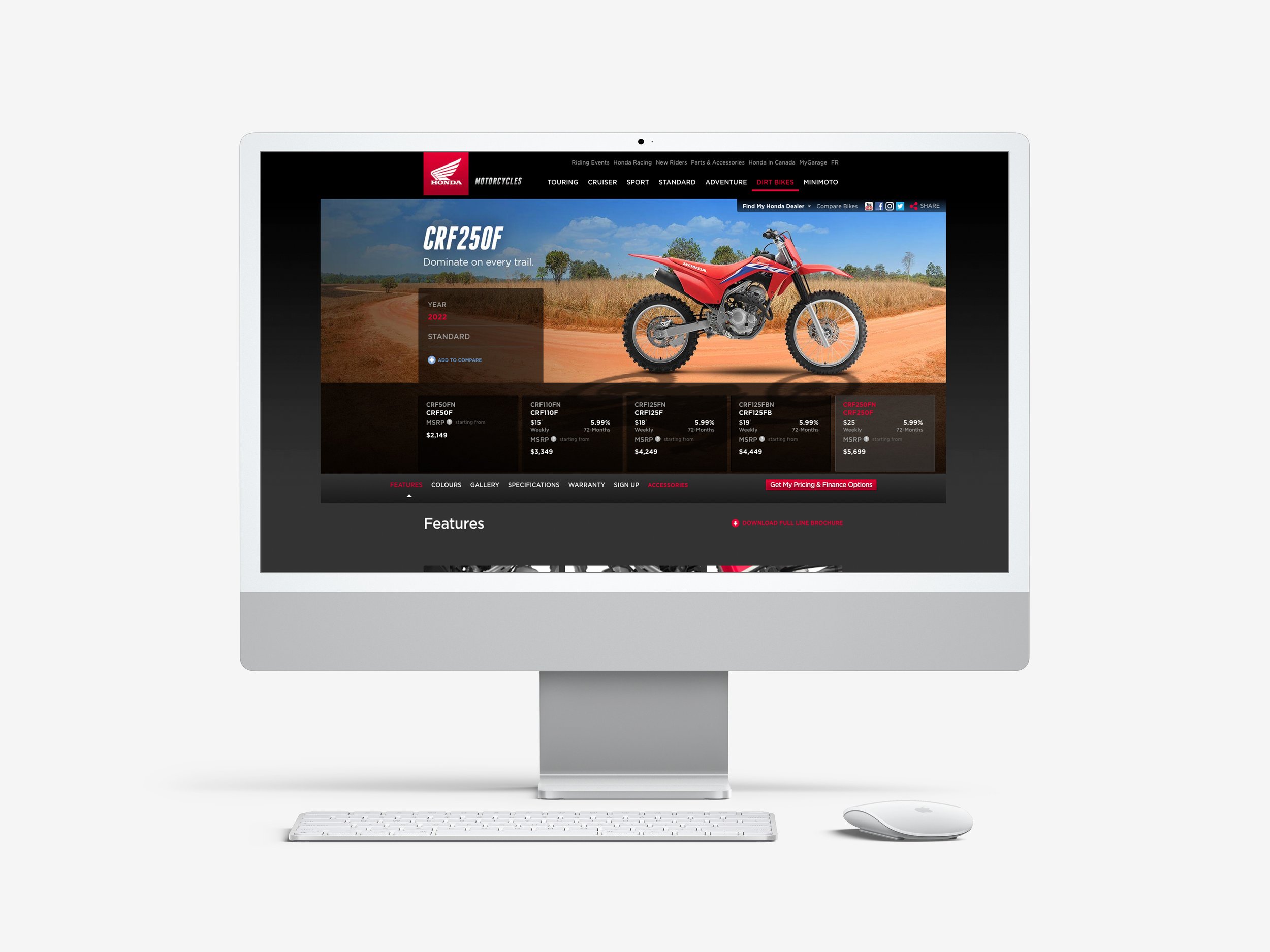 2022 Honda CRF250F model page