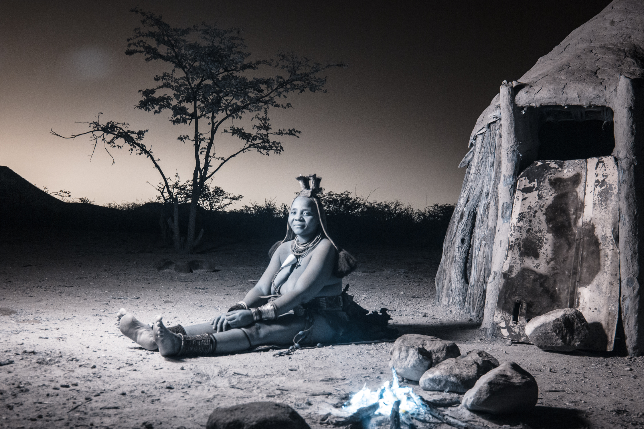  A Himba woman by firelight. 