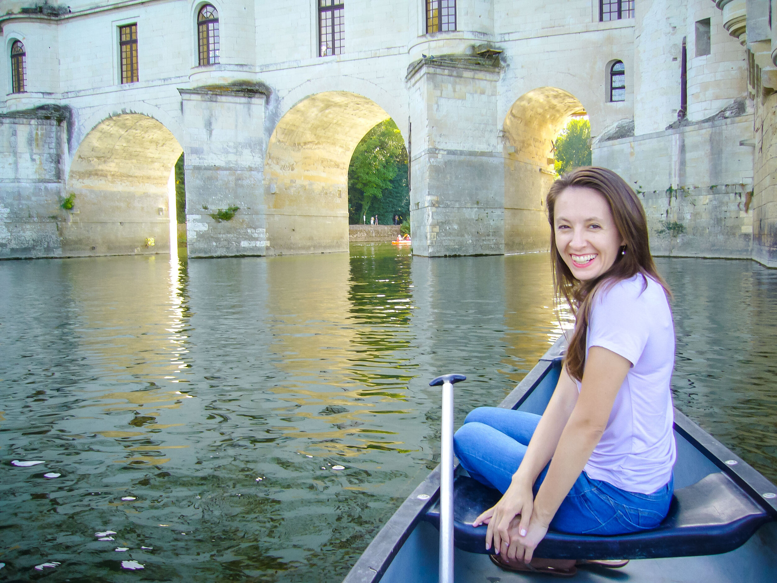 Canoeing on the Cher River under Chenonceau Castle, France