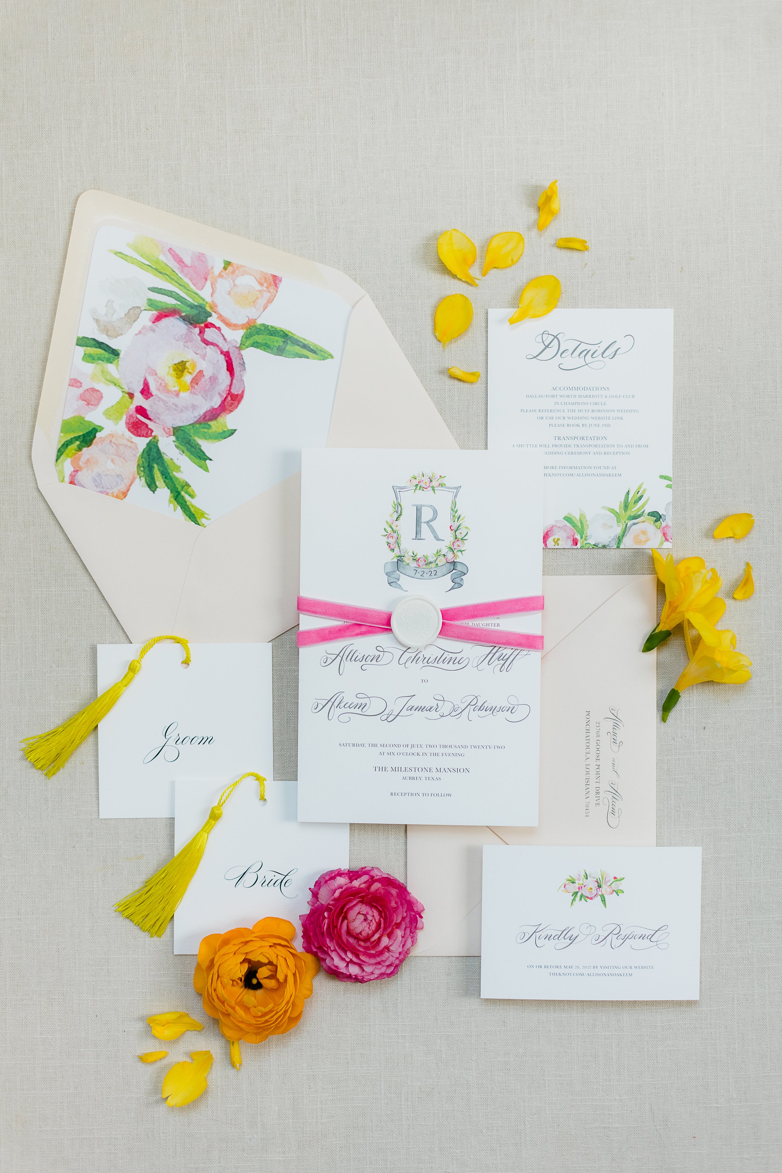 colorful luxury wedding invitation