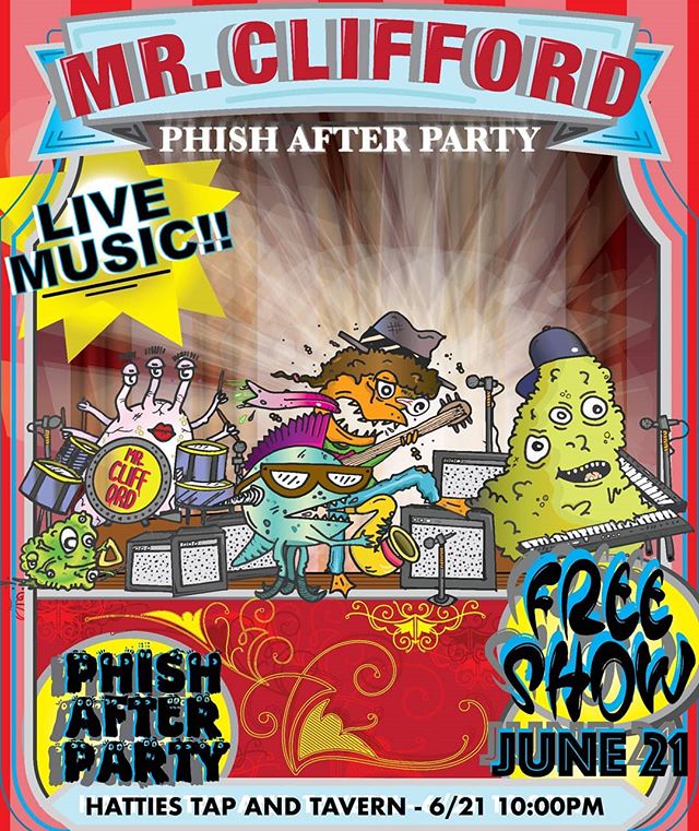 We're coming to #charlottenc for an EPIC @phish after-party throwdown! Come keep the party going at a FREE show 10 minutes away from the @pncmusicpav Friday 6/21! Huge thanks to @omardelizard for the incredible poster for the event! This is going to 