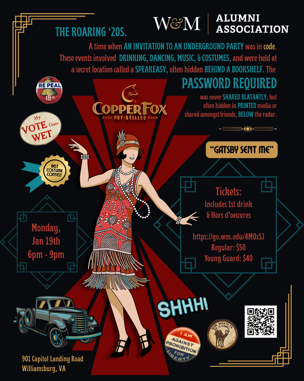 W&M Williamsburg–Peninsula Network for a Roaring ’20s Celebration!