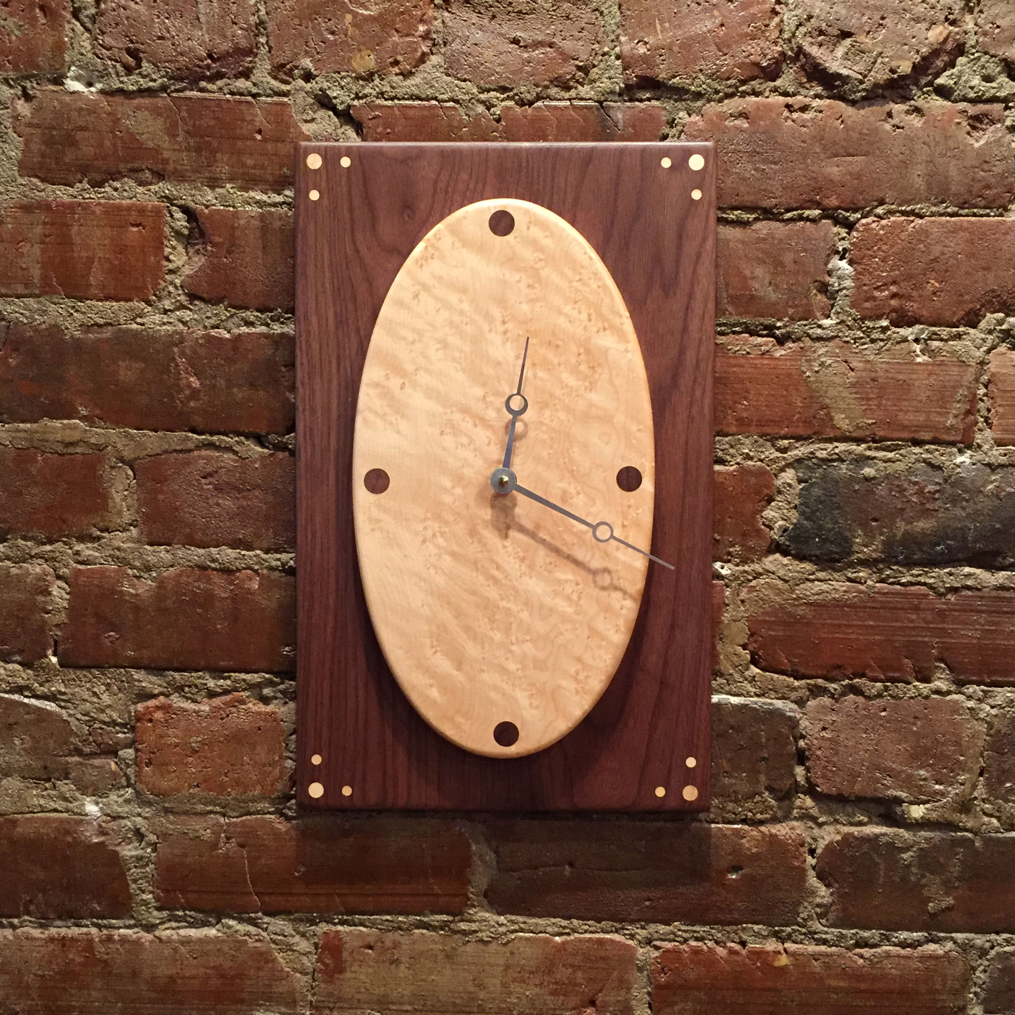Walnut and Birds Eye Maple Clock