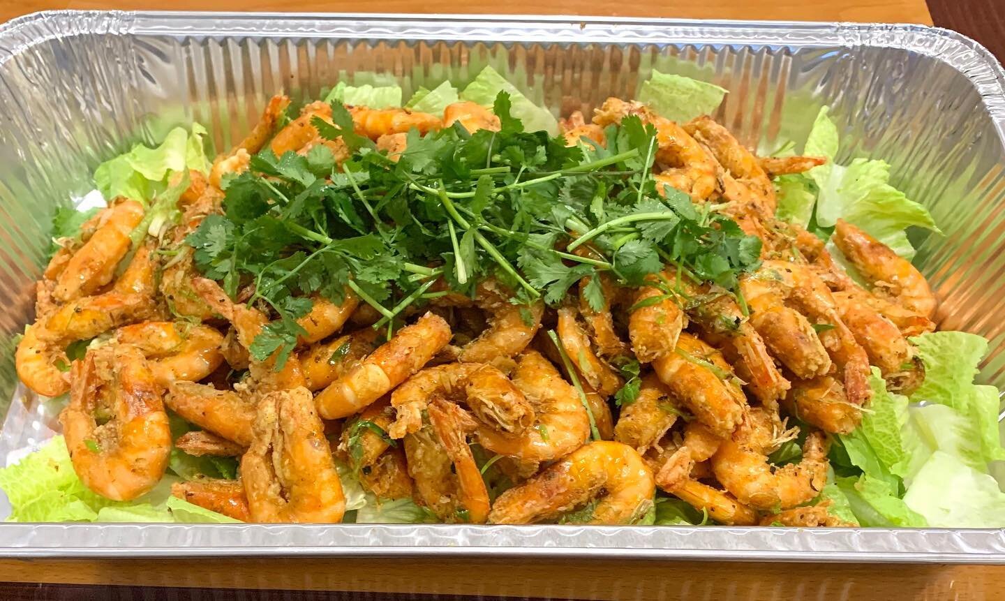 We offer party trays! This is our salted pepper shrimp 🦐 #raleigh #vietnam #raleighnc #raleighfoodpics #raleighfoodies #raleighrestaurants #shrimp