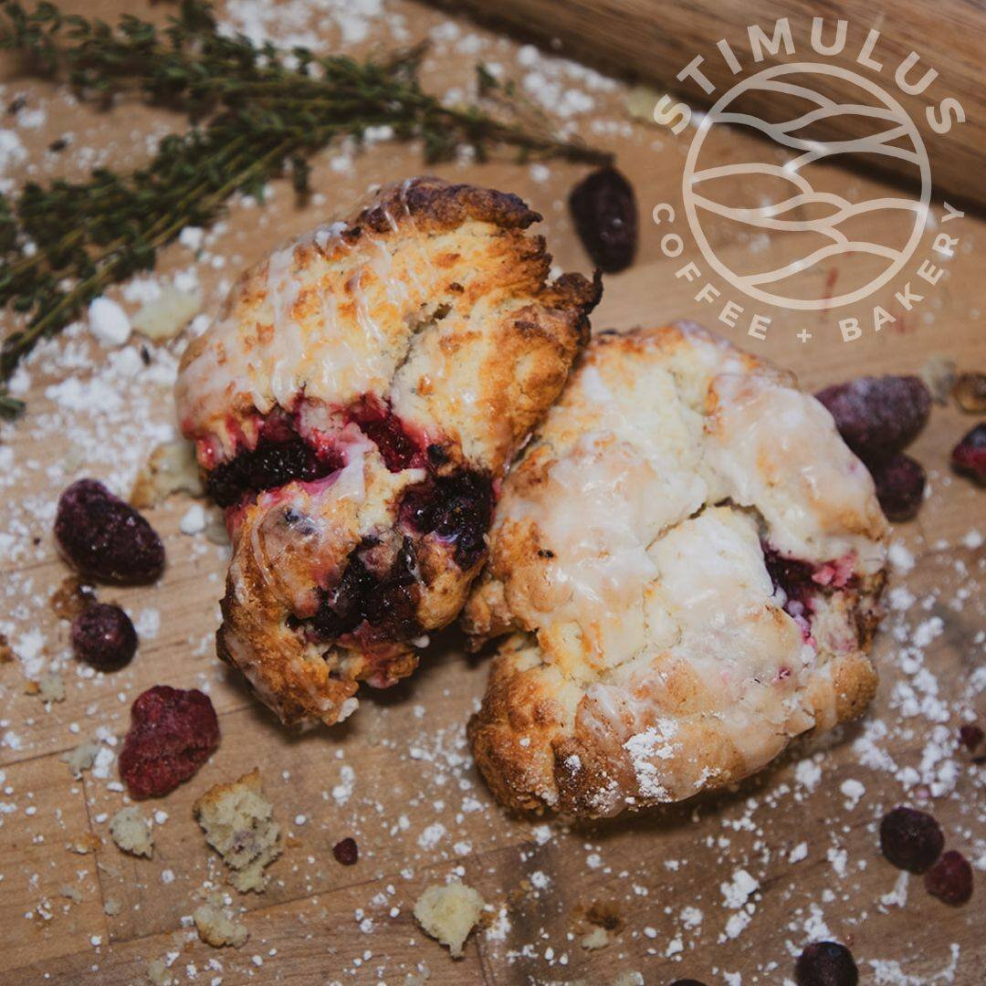 Satisfy your craving with our moist, flaky, and crumbly burst of berry goodness! Our homemade berry scones are baked fresh daily providing a delectable treat that will have you coming back for more! Come try it for yourself, you won't regret it! 

#s
