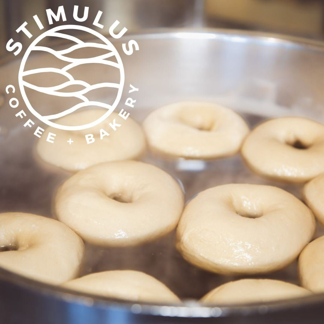 From kneading to boiling, every step in making fresh bagels is a labor of love. The result? A deliciously irresistible treat! 
#bagelbliss #freshdaily #stimuluscoffeeandbakery #pacificcityoregon