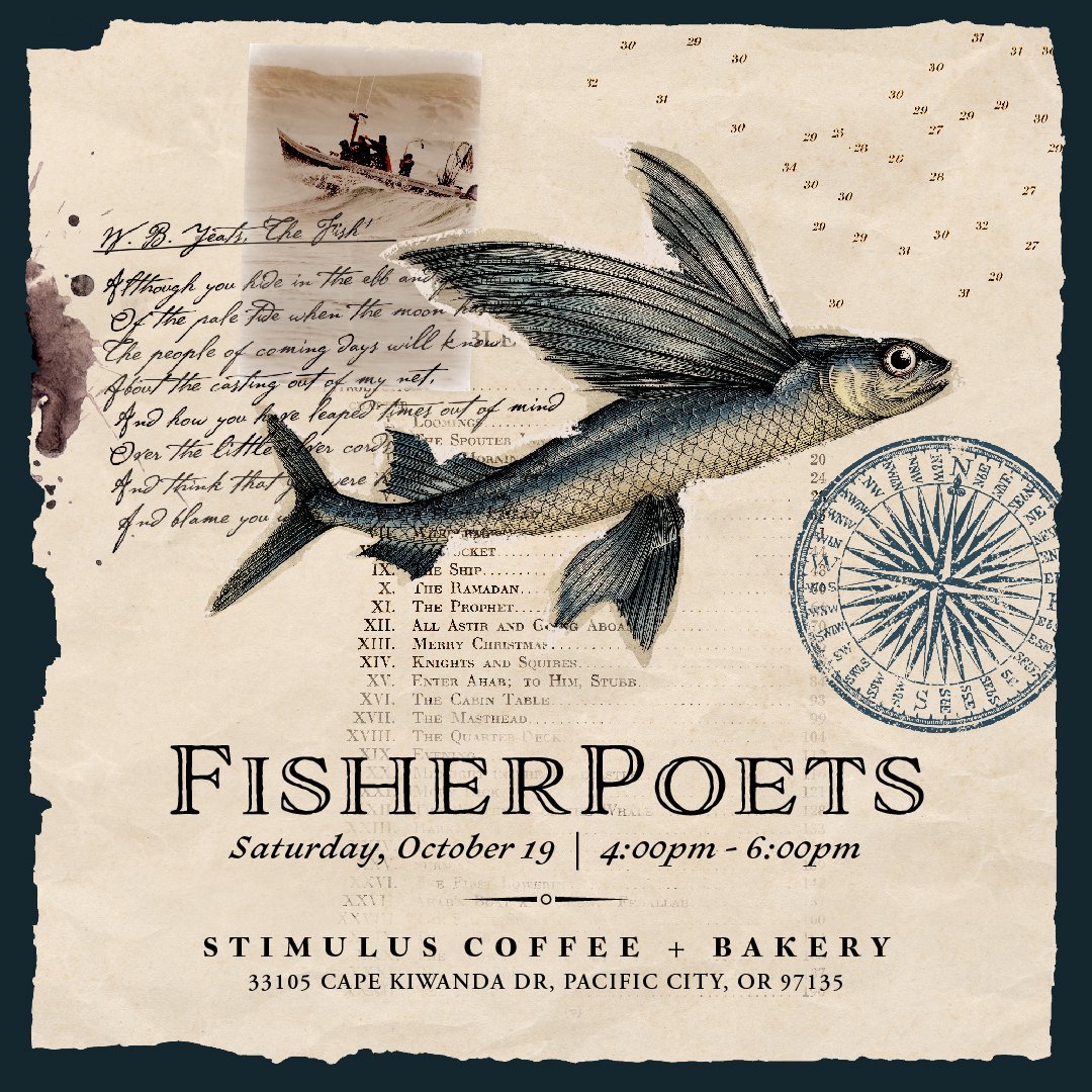 Join us at Stimulus for a gathering that celebrates the art and soul of fishing through storytelling on Saturday, October 19 from 4-6pm. Through poetry, stories and music, local fishermen paint vivid pictures of their experiences on the open waters. 