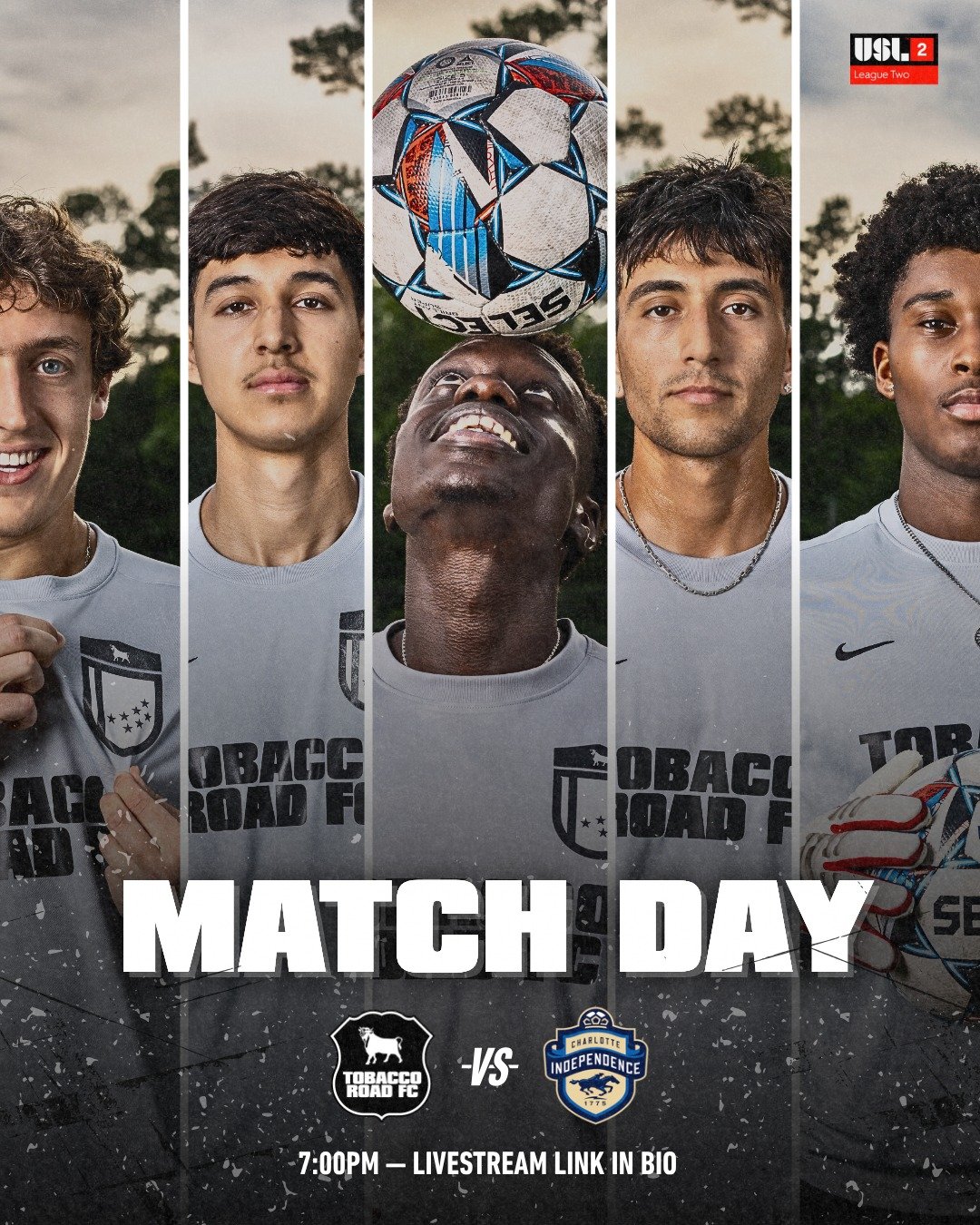 MATCH DAY ⚫🔥 Our USL2 squad heads to Cornelius to face Charlotte Independence tonight. Work hard fellas!

📍 Hough High School | ⏰ 7PM
🎥 Livestream link in bio. 

#TobaccoRoadFC #USL2 #Dedication