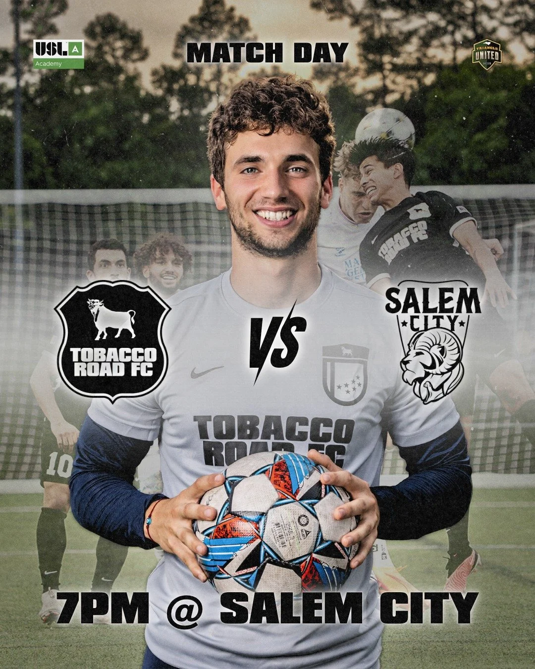 TRFC Academy is back in action tonight 👊
We&rsquo;re on the road to face Salem City &mdash; kickoff at 7PM.

📍 Bermuda Run, NC | 🕖 7:00 PM

Keep working hard young bulls.

#TobaccoRoadFC #USLAcademy #Dedication