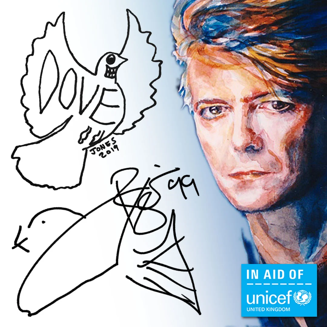 David and Duncan donate UNICEF dove doodles