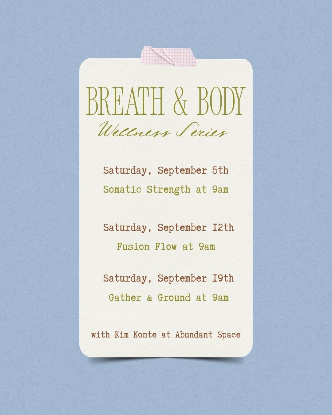 Breath &amp; Body: an Embodied Wellness Series