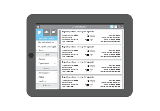 An early wireframe of the work queue