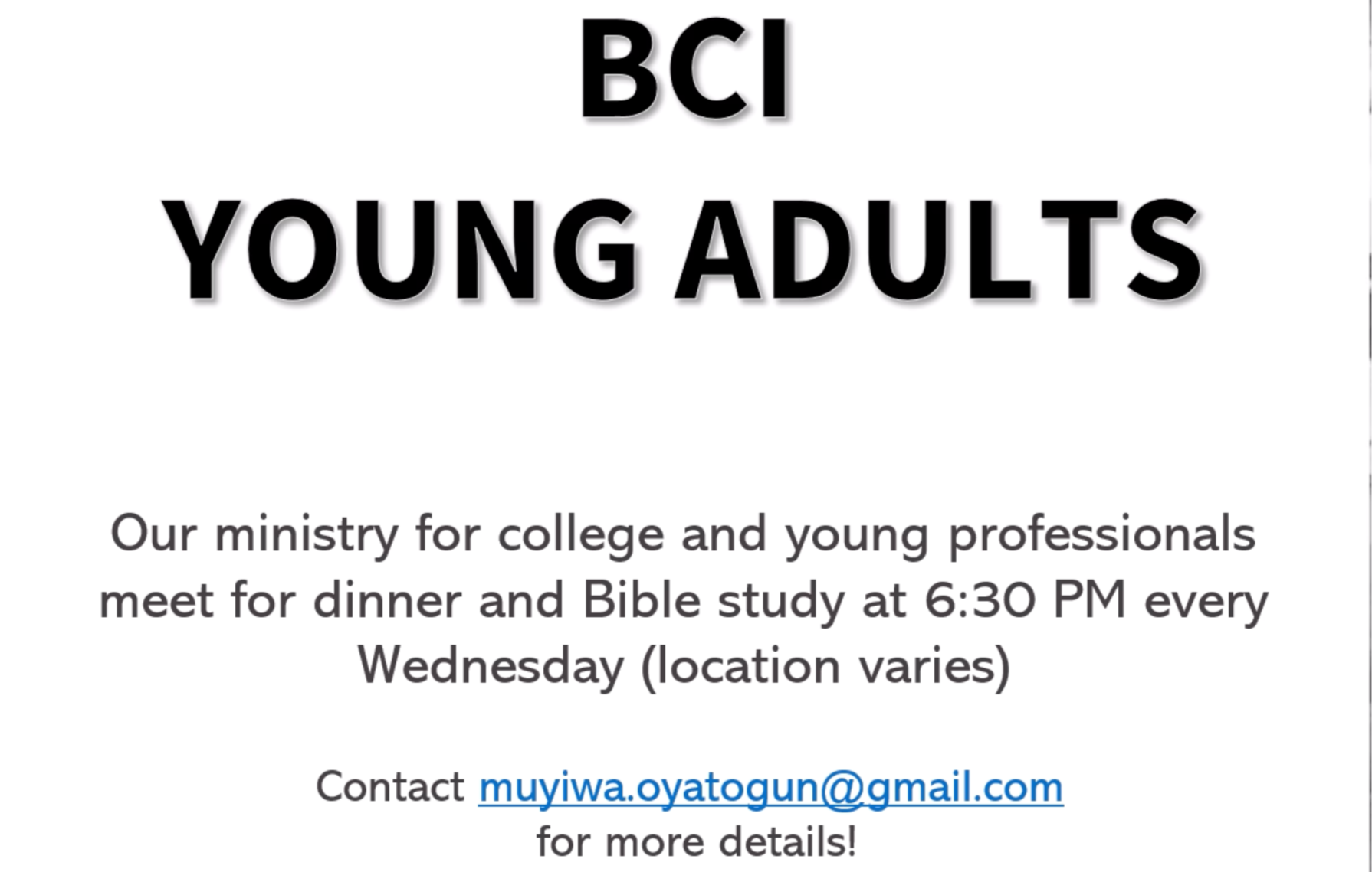 Young Adults Kick-off