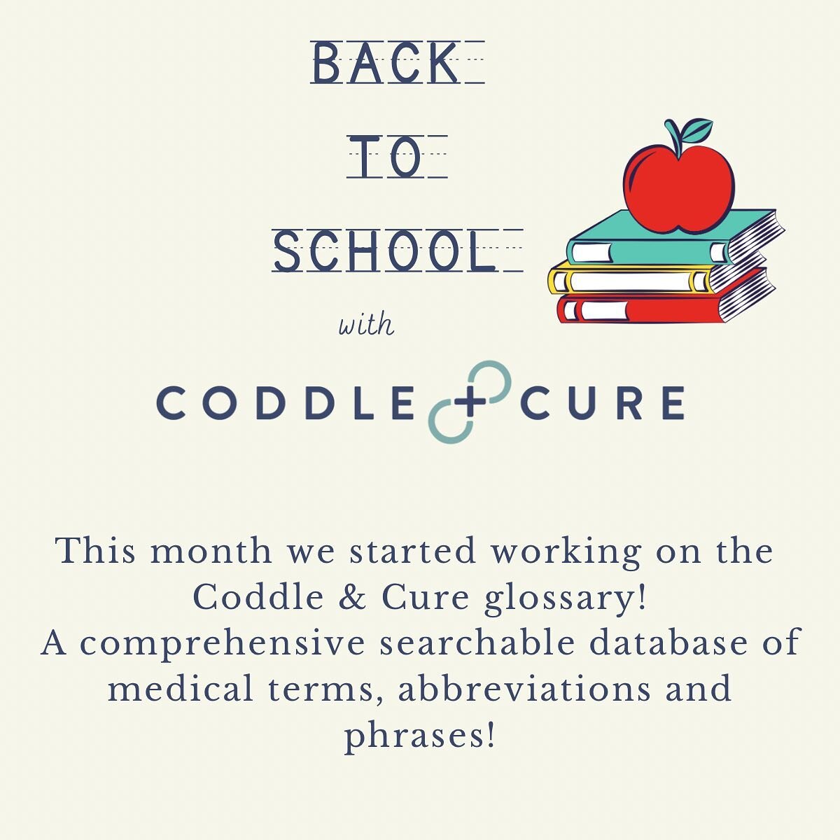 At the heart of Coddle and Cure&rsquo;s mission is always to inform and educate! An educated patient is set up for success. 
This month I&rsquo;m working on a big project- The Glossary! 
Submit suggestions or terms you would like to see by messaging 
