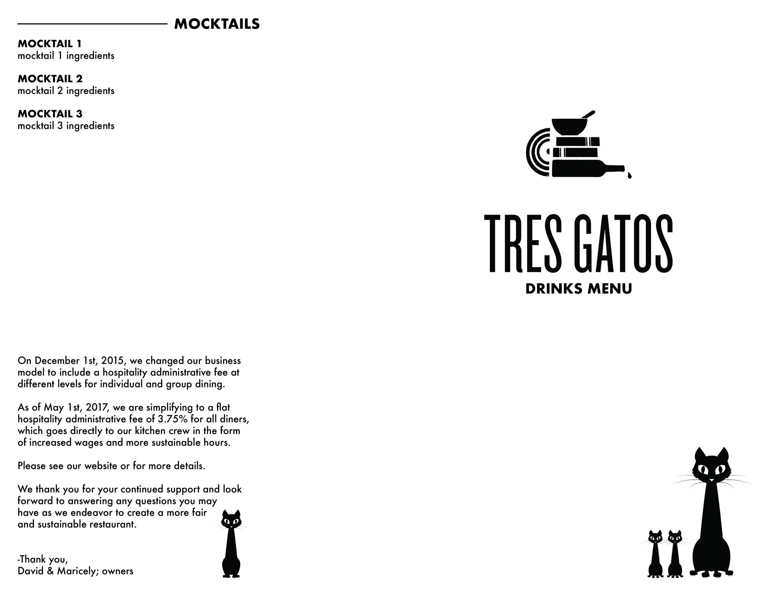 Tres Gatos Foldable Drinks Menu Front.jpg