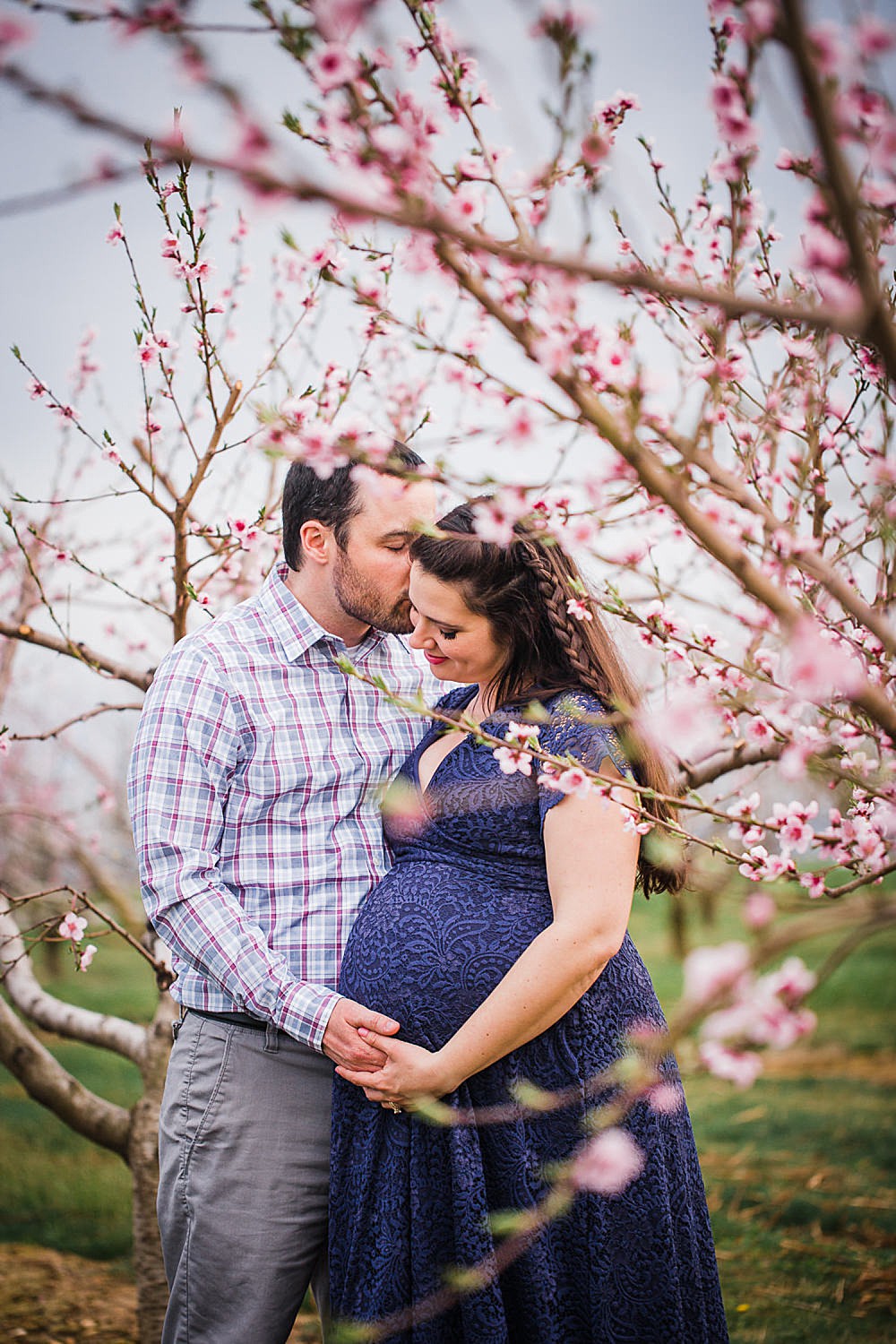 Spring maternity session in a blooming orchard Lancaster, PA