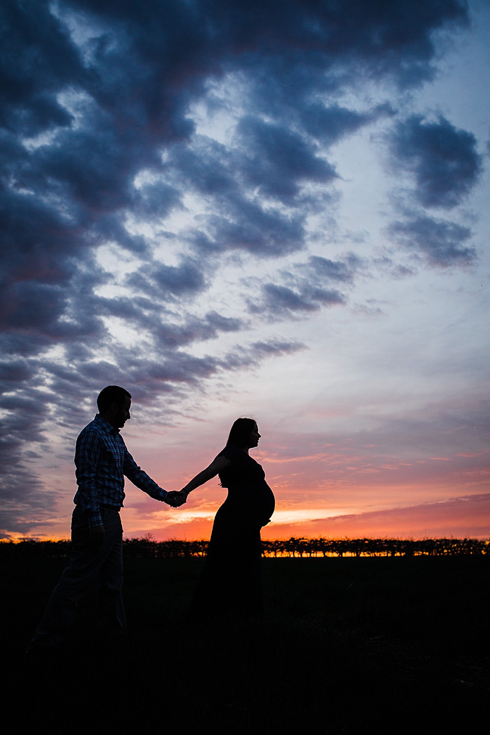 maternity silhouette at sunset in Lancaster, PA