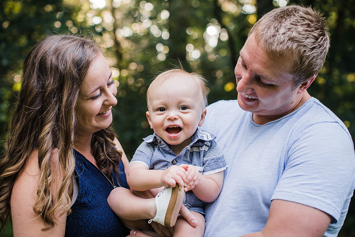 one year photo session in the golden summer light at Lancaster County Park