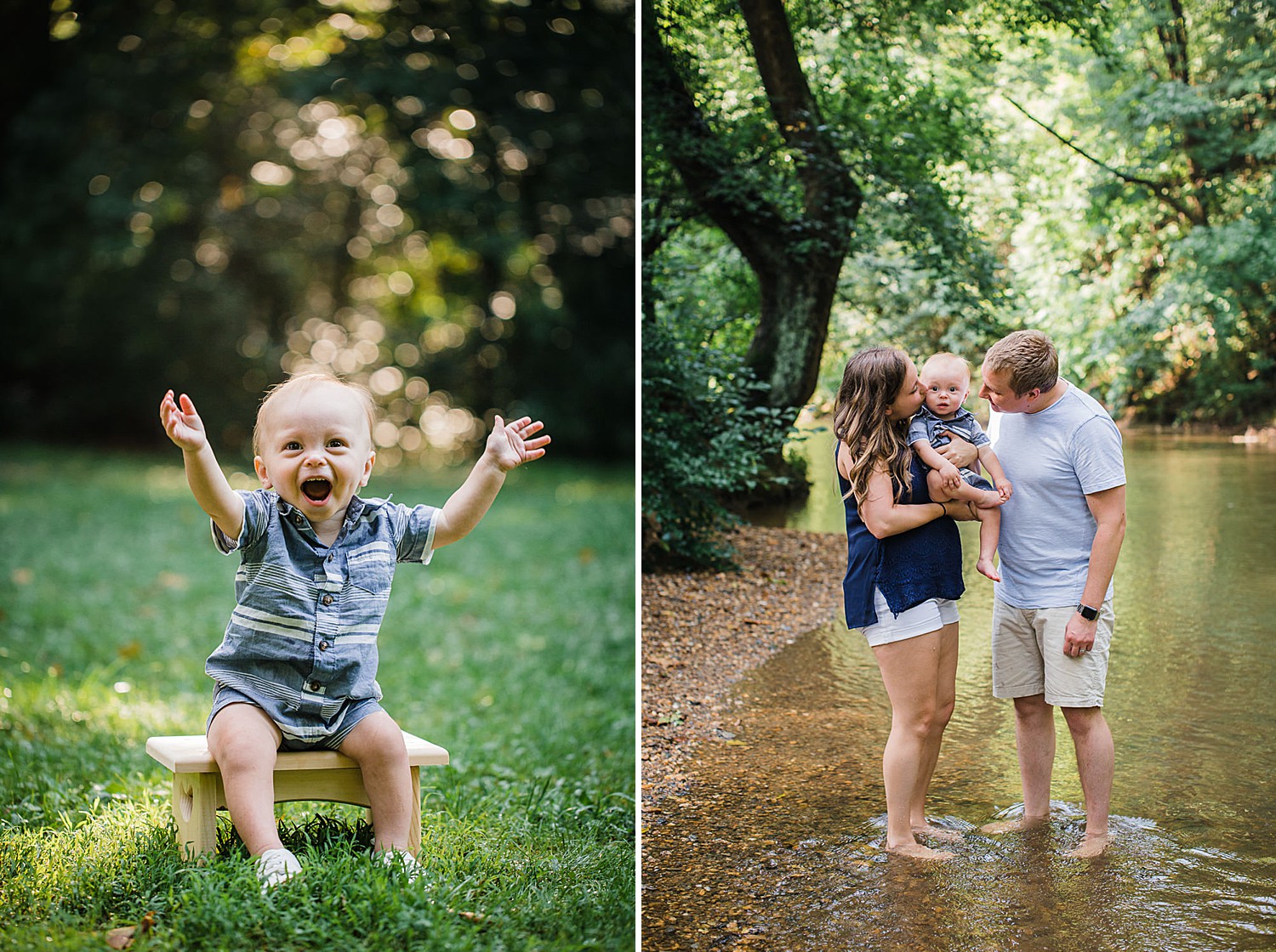 creek stomping one year photo session at Lancaster County Park