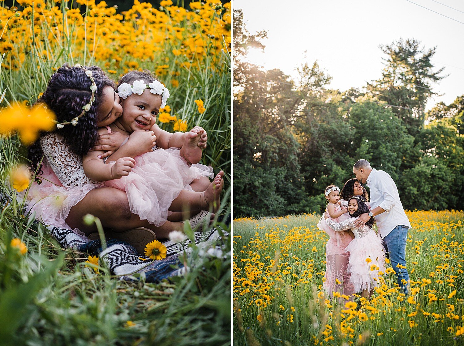 Lancaster family photography in the wildflower field