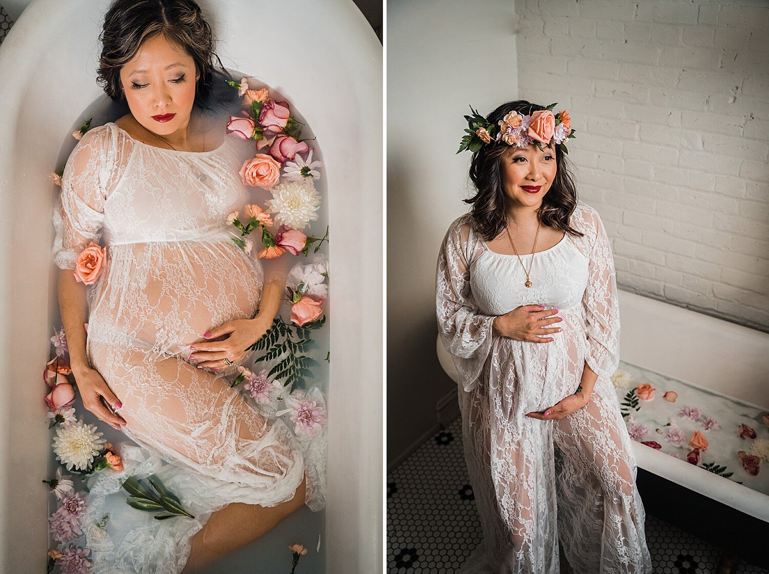 Milk bath maternity photography