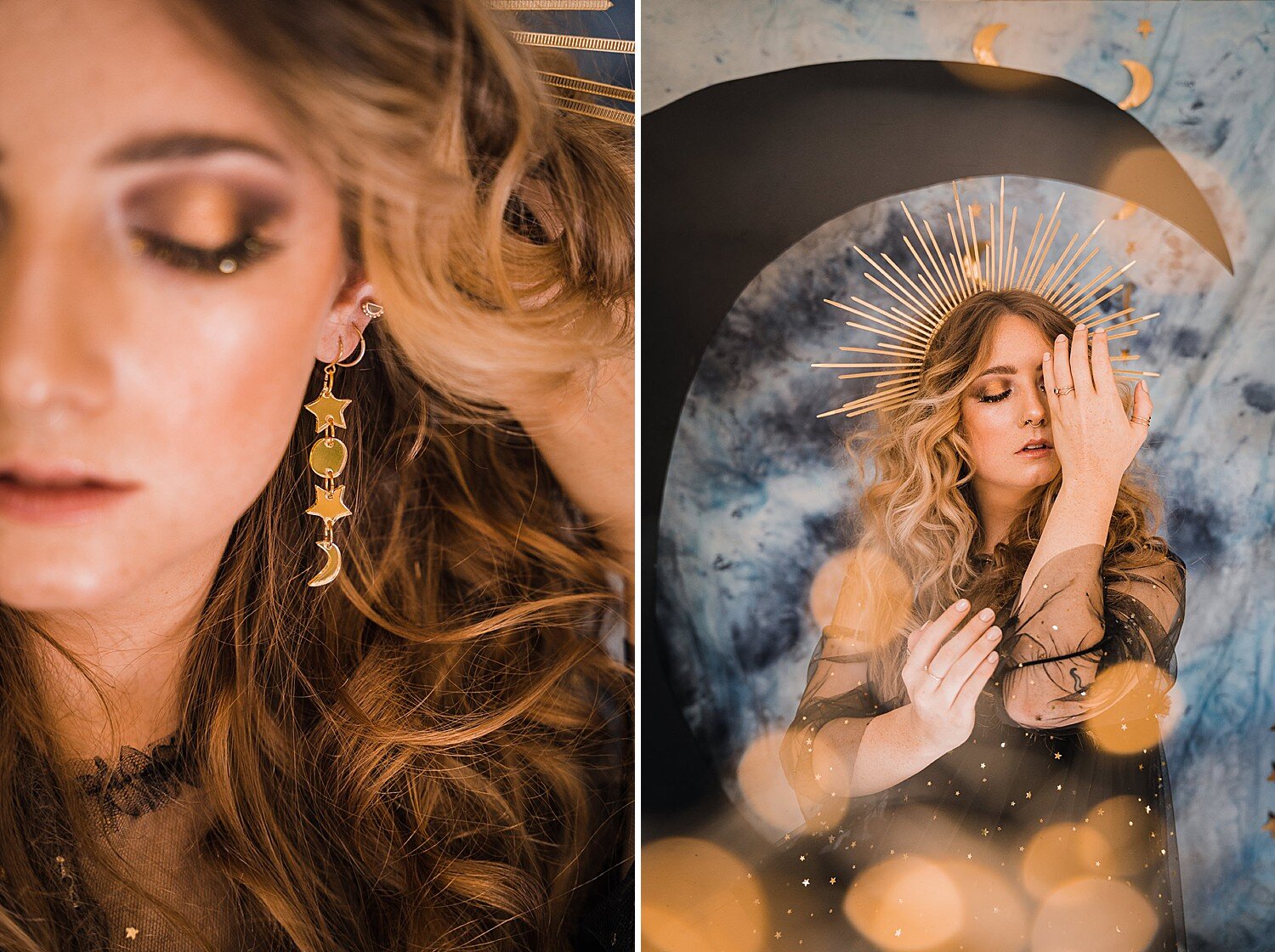 Celestial themed jewelry photo shoot