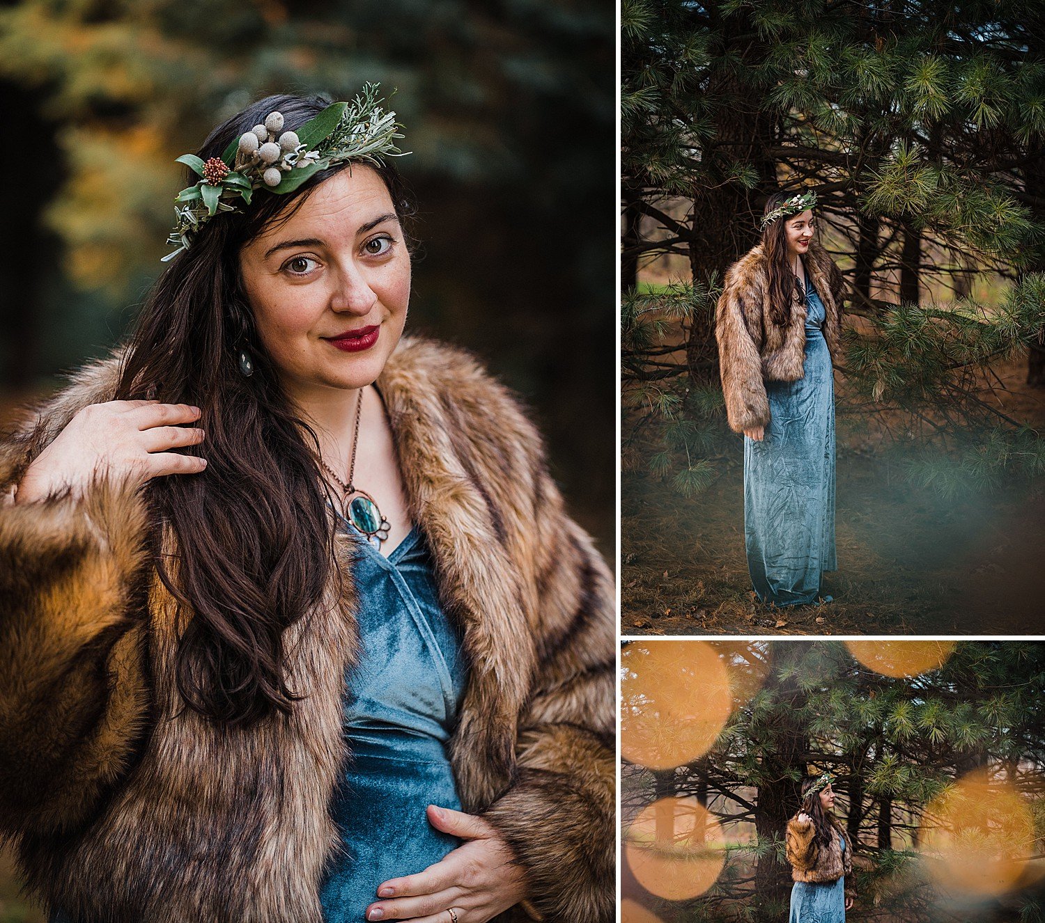 Narnia inspired winter maternity photo session 