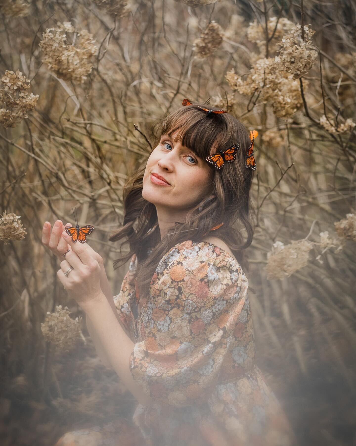 In between winter and spring, a self portrait. As a child I used to catch butterflies and preserve them. My dad is a biologist and gave me a butterfly net and taught me how to carefully press their wings apart without touching them with my fingers. S