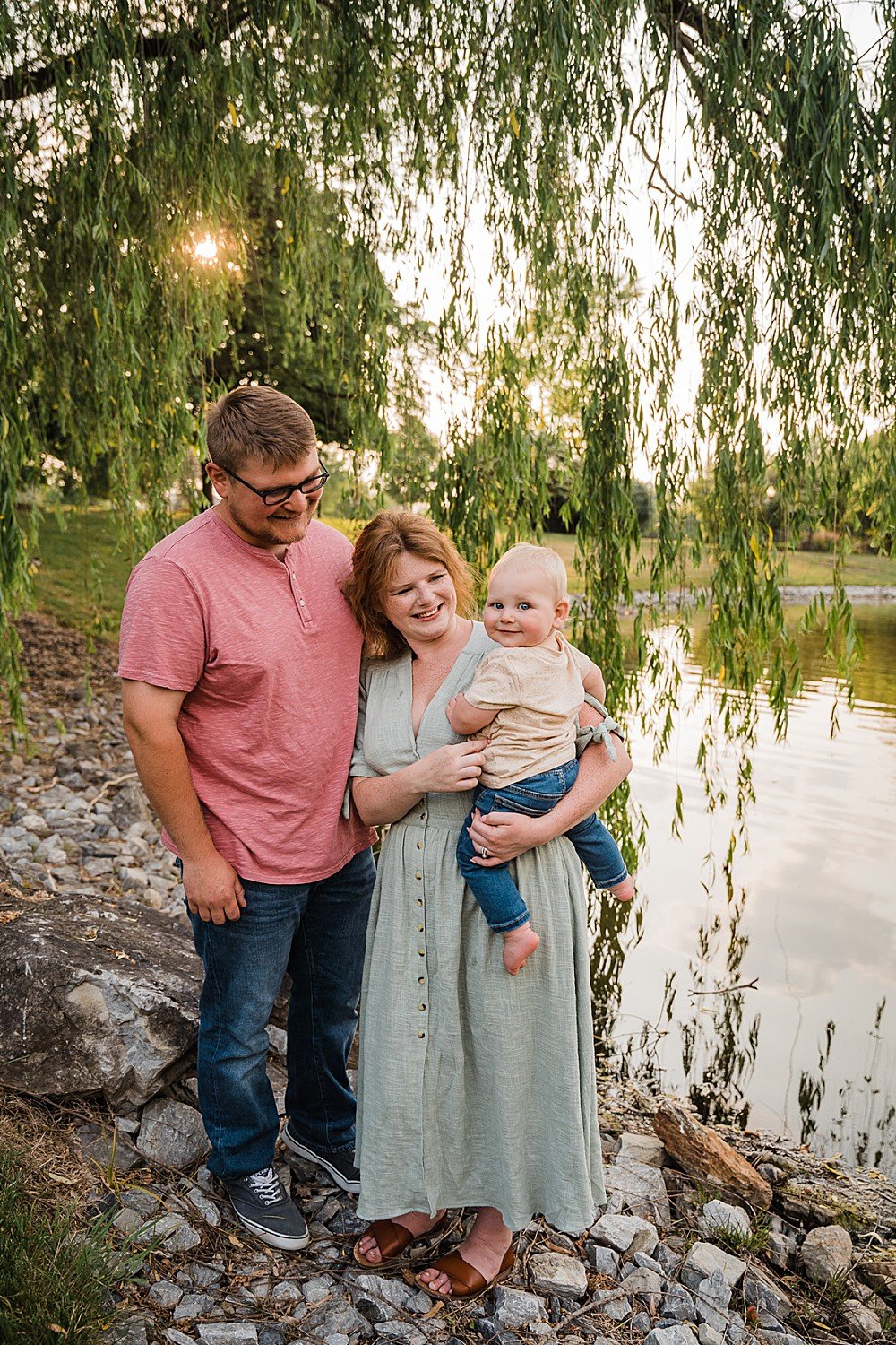 family by a willow tree