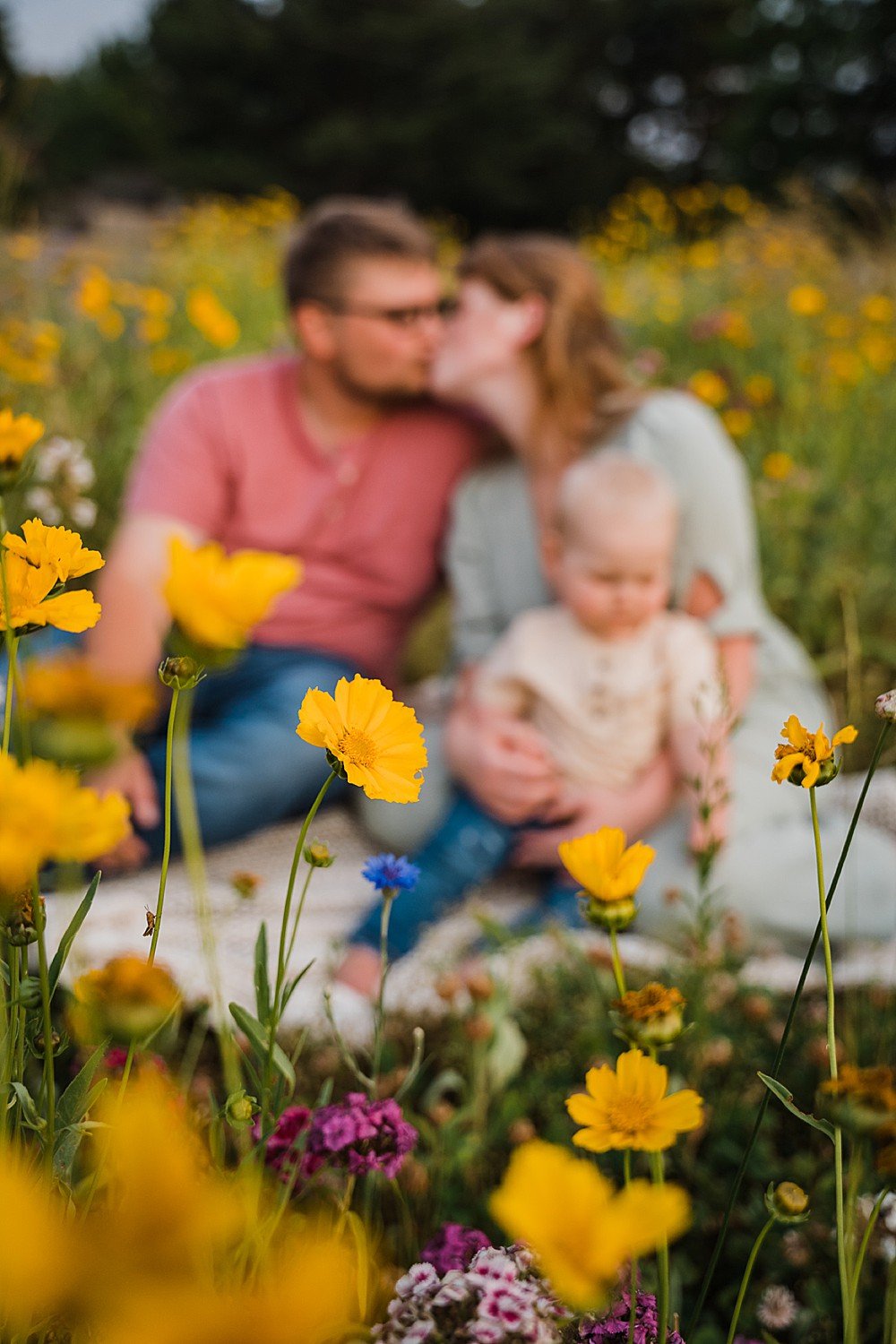 family in wildflowers