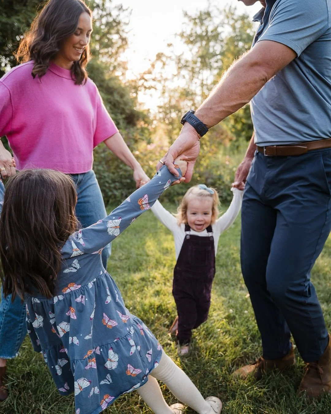 Here are some of my favorite ways to create movement during family photo sessions with young children. Most of these are prompts or games you can play. When I&rsquo;m photographing I try to document the movement from various angles. In my experience,
