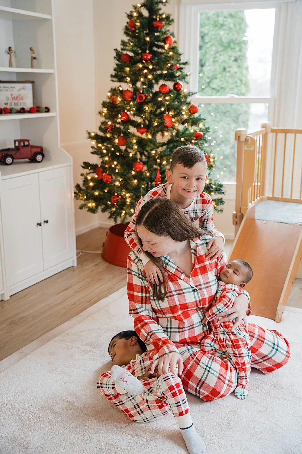 Family Christmas photo at home