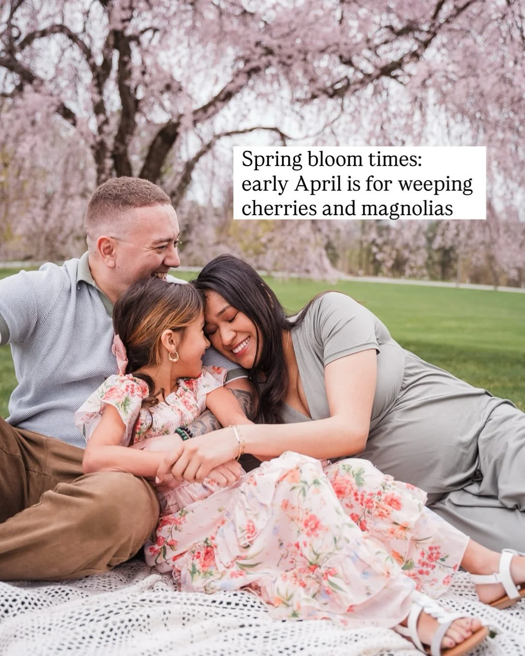 In just a couple months, Lancaster will be in bloom! This maternity session was photographed on April 5th last year. Typically early April blooms are magnolias and weeping cherry trees and best start time for golden hour is between 6 and 6:30 p.m. 

