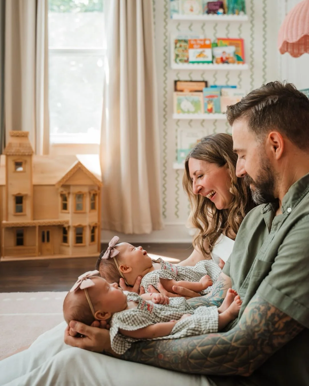 First time photographing newborn twin girls! It was such a treat to meet this family and discover that we have many mutual friends in common. They have the most beautiful, cozy and colorful victorian home out in the country. Every room feels like wal