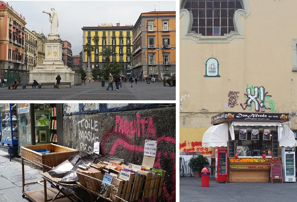 Piazza Dante is full of used book stands and cafes.